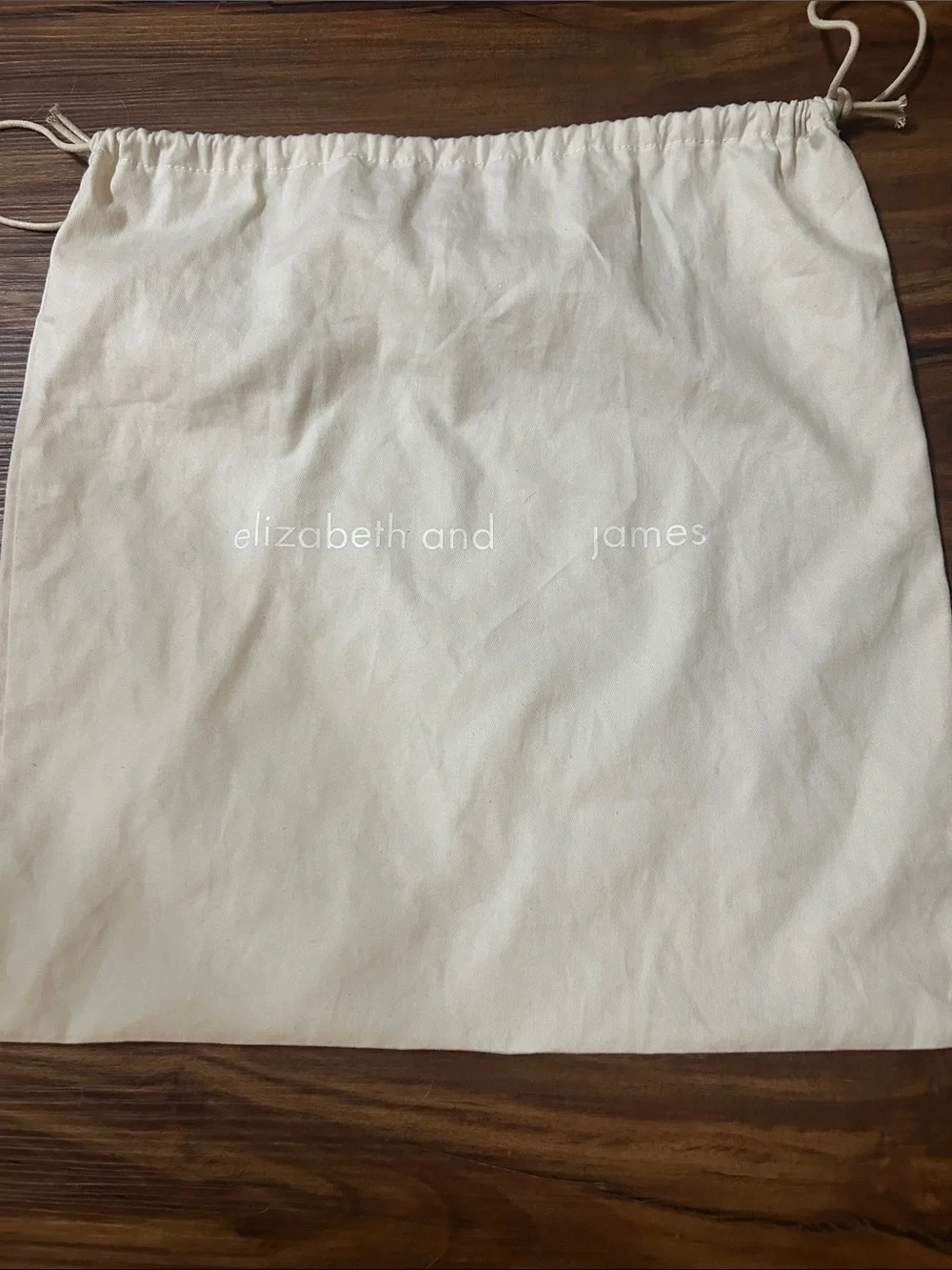 Elizabeth and James Cream Cotton Drawstring Storage Bag